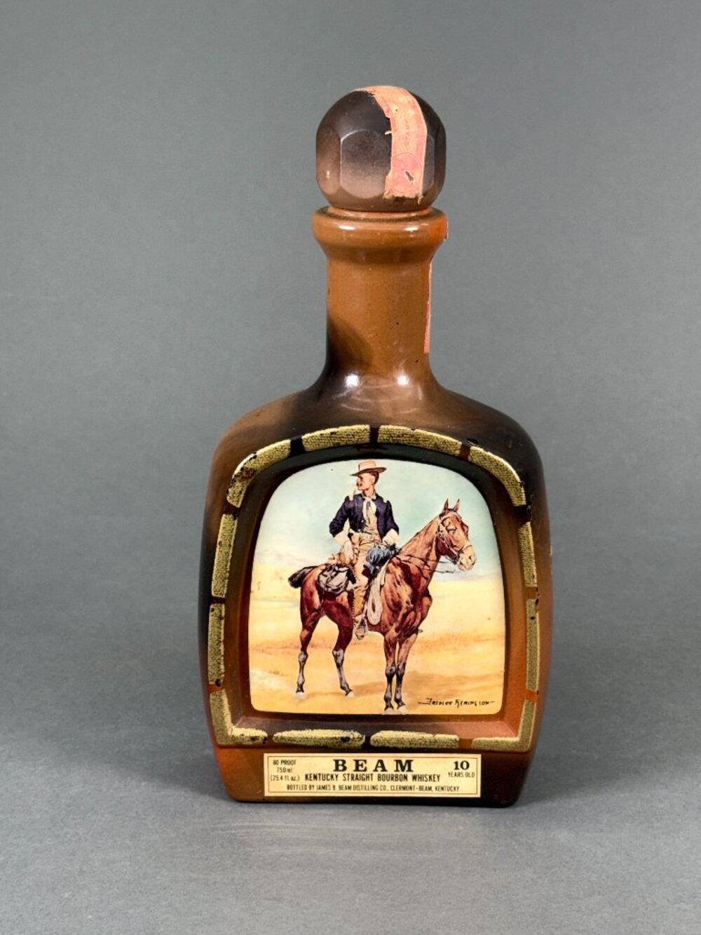 Vintage 1979 Jim Beam Frederic Remington Lt Robertson 10 Year Bourbon Decanter
